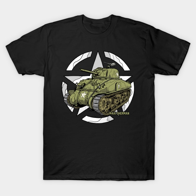 Sherman M4A1 WWII Army Tank History T-Shirt by Vae Victis